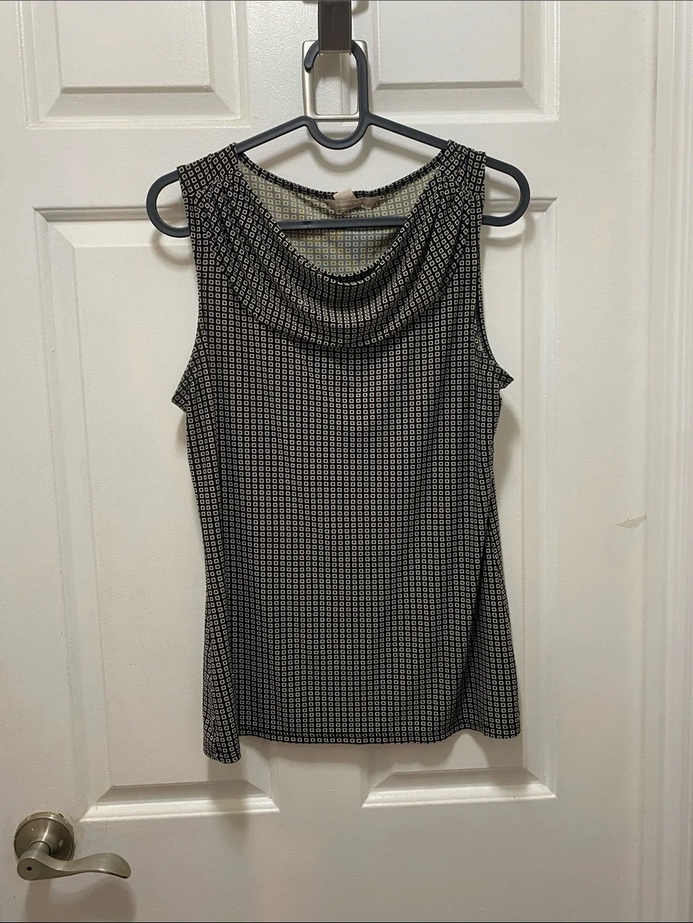 Banana Republic Black and White Geometric Sleeveless Cowl Neck Tank - Picture 1 of 4